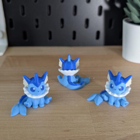 Schattige 3D-geprinte Mini Chibi Vaporeon Pokémon Statue | Perfect voor Verzamelaars en Decoratie | Uniek Cadeau voor Fans