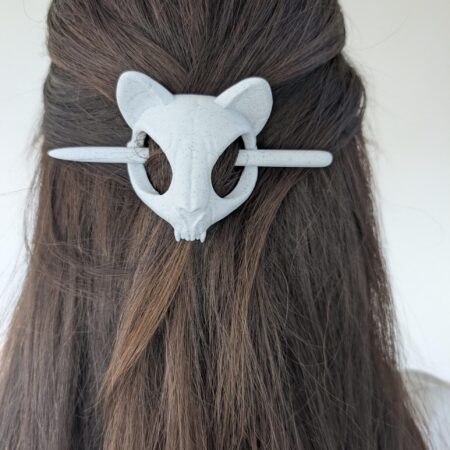 Gothic Cat Skull Hairpin – Fantasy Cosplay Hair Accessory for Witchy Looks, Dark Academia & Mysterious Occult Style