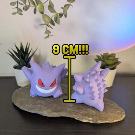 XL | Cute Chibi Gengar Figurine – Funko-Sized Ghost Pokémon Desk Decoration | Matte Purple Finish | Kawaii Gamer or Office Gift