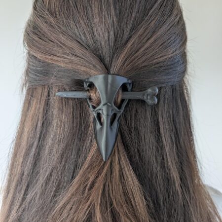 Gothic Raven Skull Hairpin – Bone-Style Fantasy Hair Accessory for Cosplay, Witchy Looks, Dark Academia, or Mysterious Aesthetic, Crow skull
