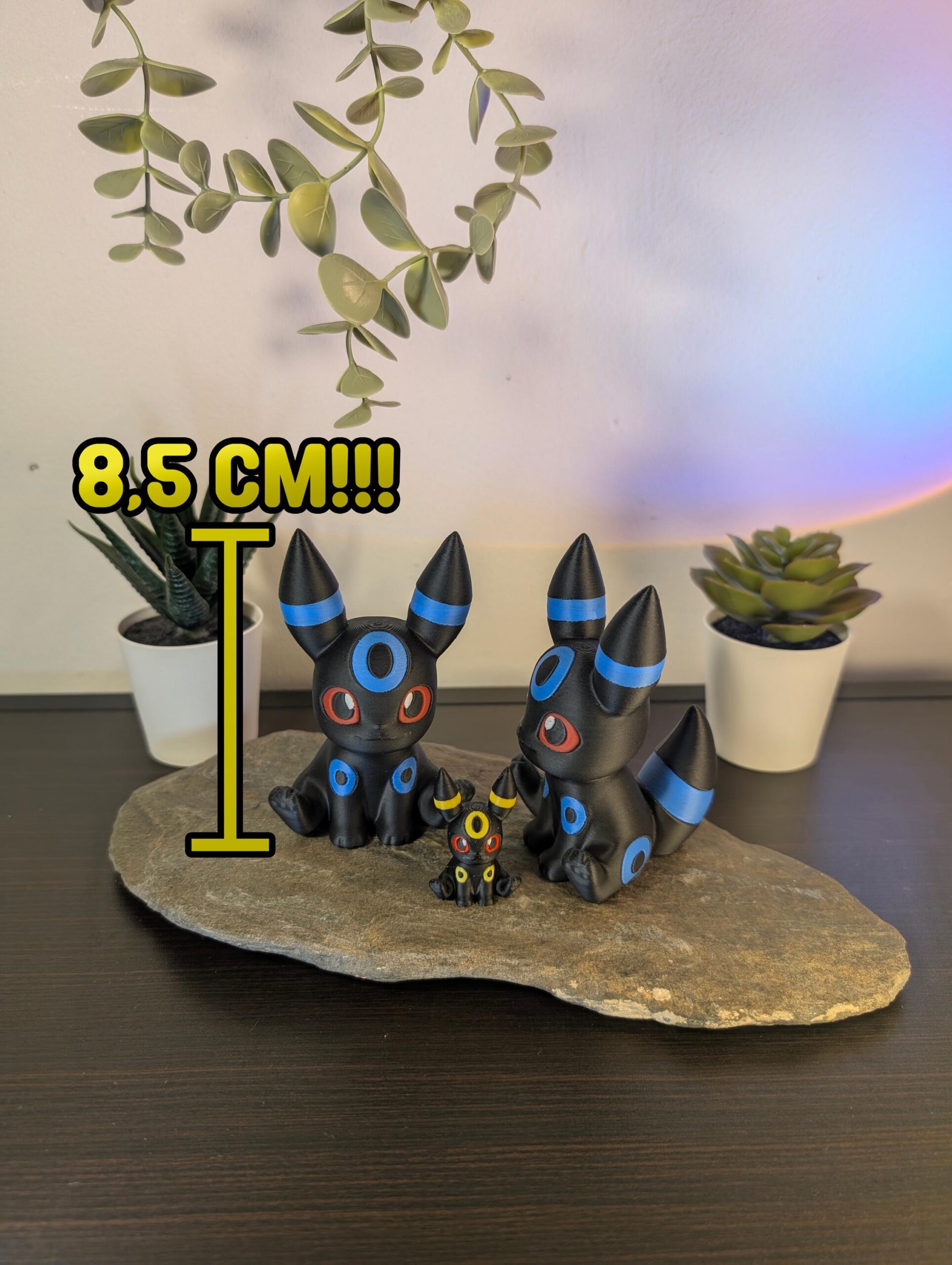 XL | Adorable Shiny Umbreon Chibi Figurine | Cute Matte Finish Eevee Evolution Statue for Desk, Shelf or PC Case Display | Funko sized 8,5cm