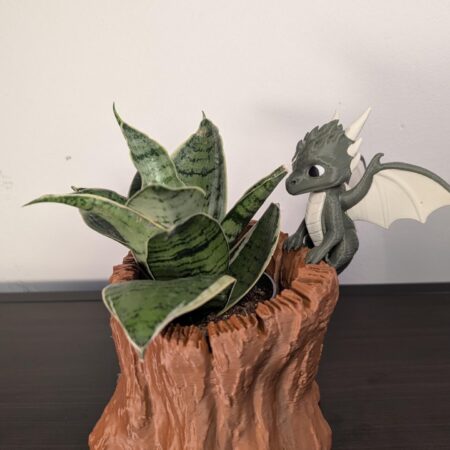 Enchanted Forest Tree Stump Planter with Removable Colorful Dragon | Fantasy Garden Pot for Succulents, Herbs & Magical Home Décor