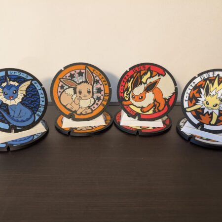 Pokémon Manhole Cover Coaster Set Vol. 3 – Eevee, Flareon, Jolteon & Vaporeon | Unique Poké Lids Home Decor | Collectible Geeky Gift
