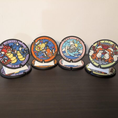 Pokémon Manhole Cover Coaster Set 5 – Shiny Magikarp, Shiny Gyarados, Lapras & Togepi, Growlithe | Unique Anime Home Décor Gift